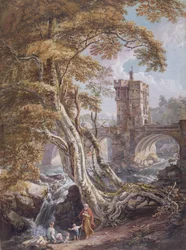 Ansicht der alten walisischen Brücke, Shrewsbury, ca. 1770
